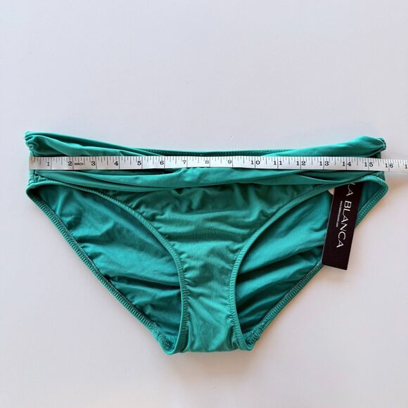 NWT La Blanca Island Goddess Shirred Band Hipster Bikini Bottoms in Calypso Sz 6 - Picture 9 of 10